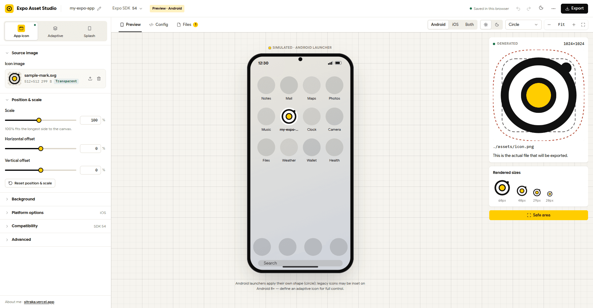 Expo Asset Studio — screenshot
